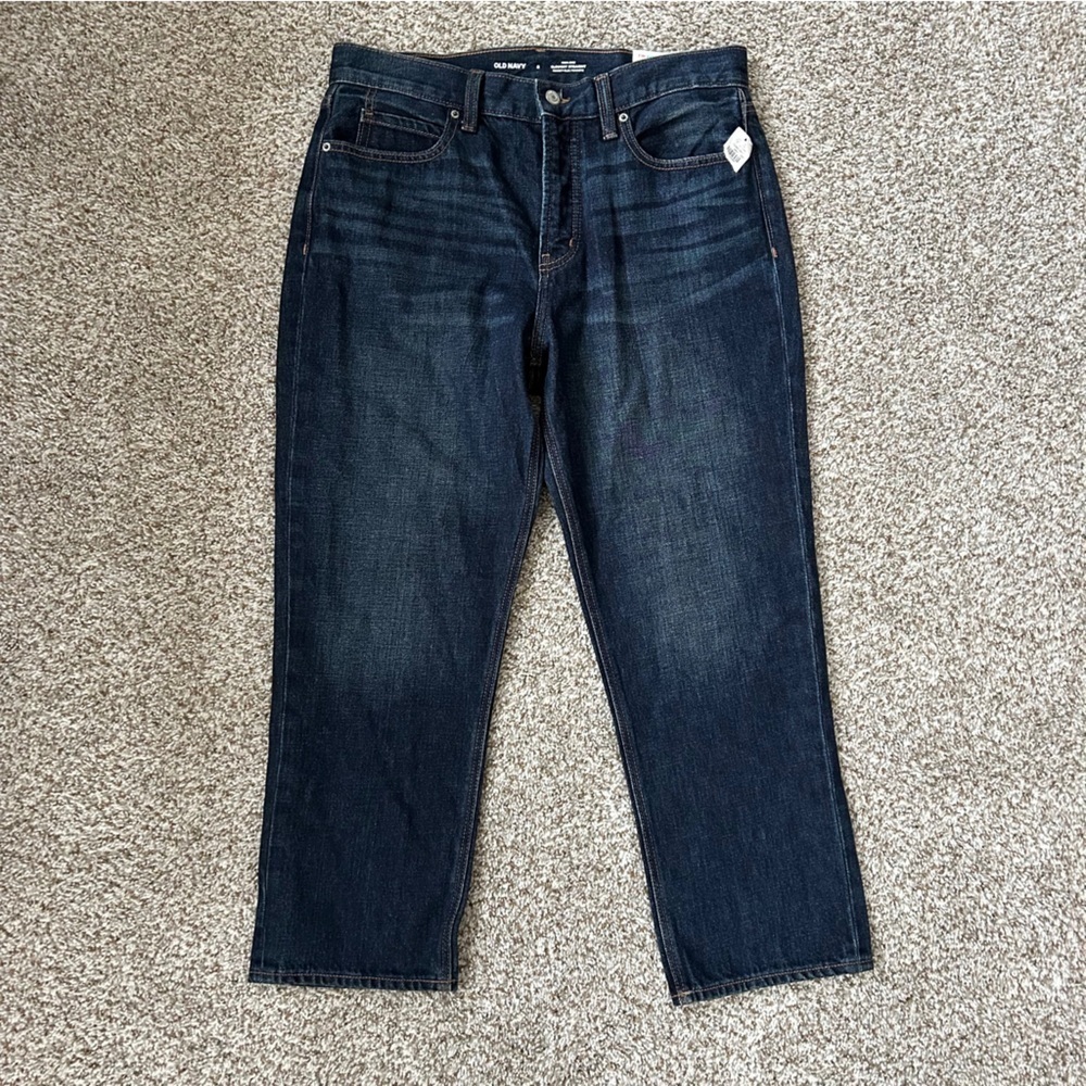 NWT Old Navy High Rise Straight Slouchy Crop Jeans Denim Casual Size 8